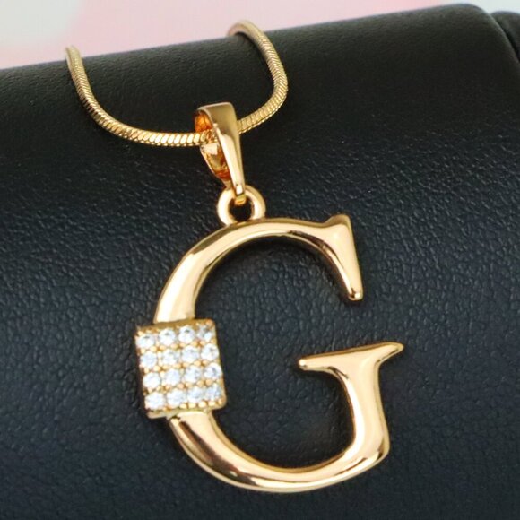 "Rose Gold G Letter Pendant with Crystals for Women and Girls, XPPT1418 - Picture 1 of 13